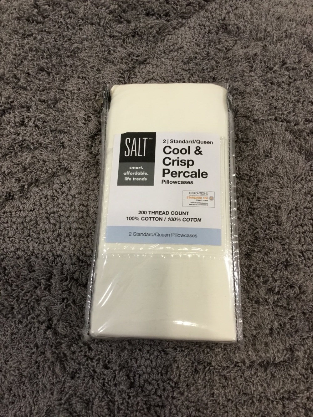 Salt Cool Crisp Percale Pillowcases-Ivory